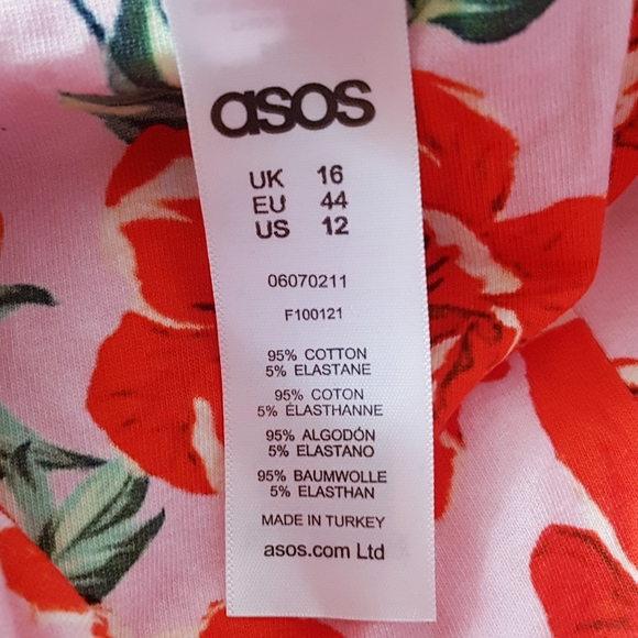 ASOS Pink & Red Roses Bubble Hem Short Dress - Picture 10 of 13